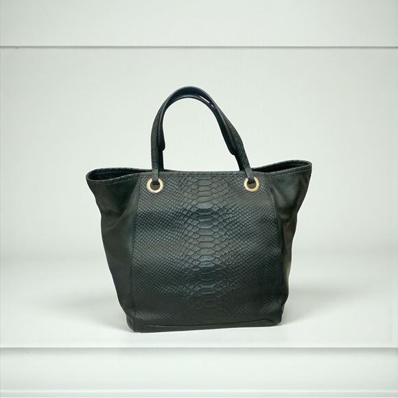 See By Chloe Black Snakeskin-Embossed Bucket Crossbody/Shoulder Bag-MSRP$798 - Picture 1 of 12
